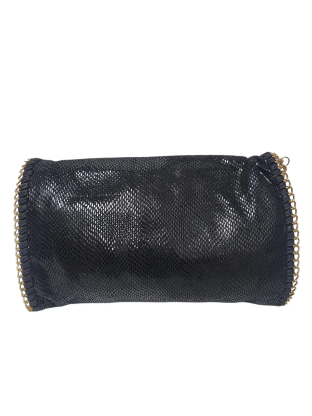 Urban Expressions Black Vegan Leather Crossbody Clutch Gold Tone Chain Bag Purse